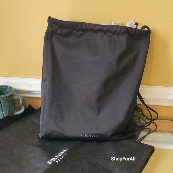Prada Bag Reversible Pink Black Drawstring Sling Dust Bag NEW - Picture 9 of 16